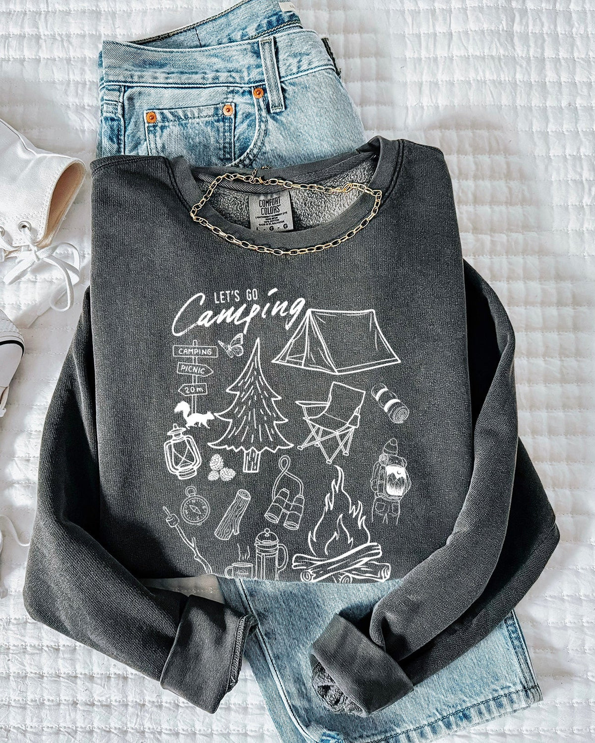 Sketched Mountain Comfort Colors Sweatshirt, Nature Hiking Outdoor Gift