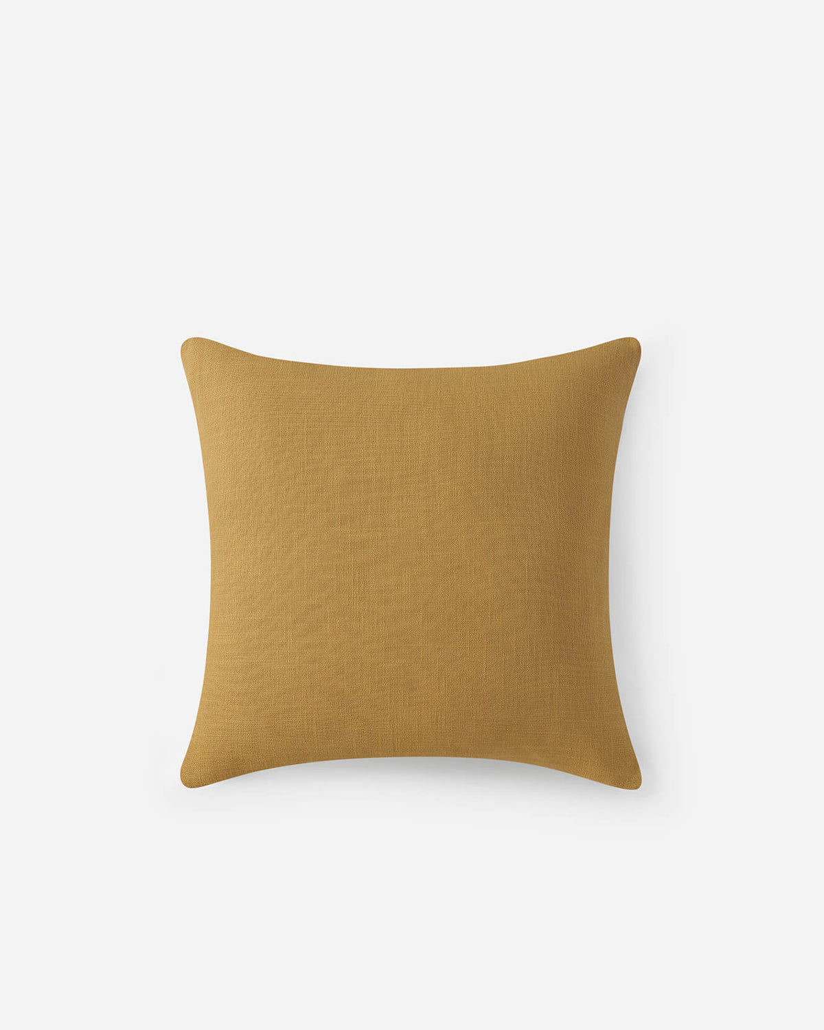 Solid gold square throw pillow with smooth woven texture
