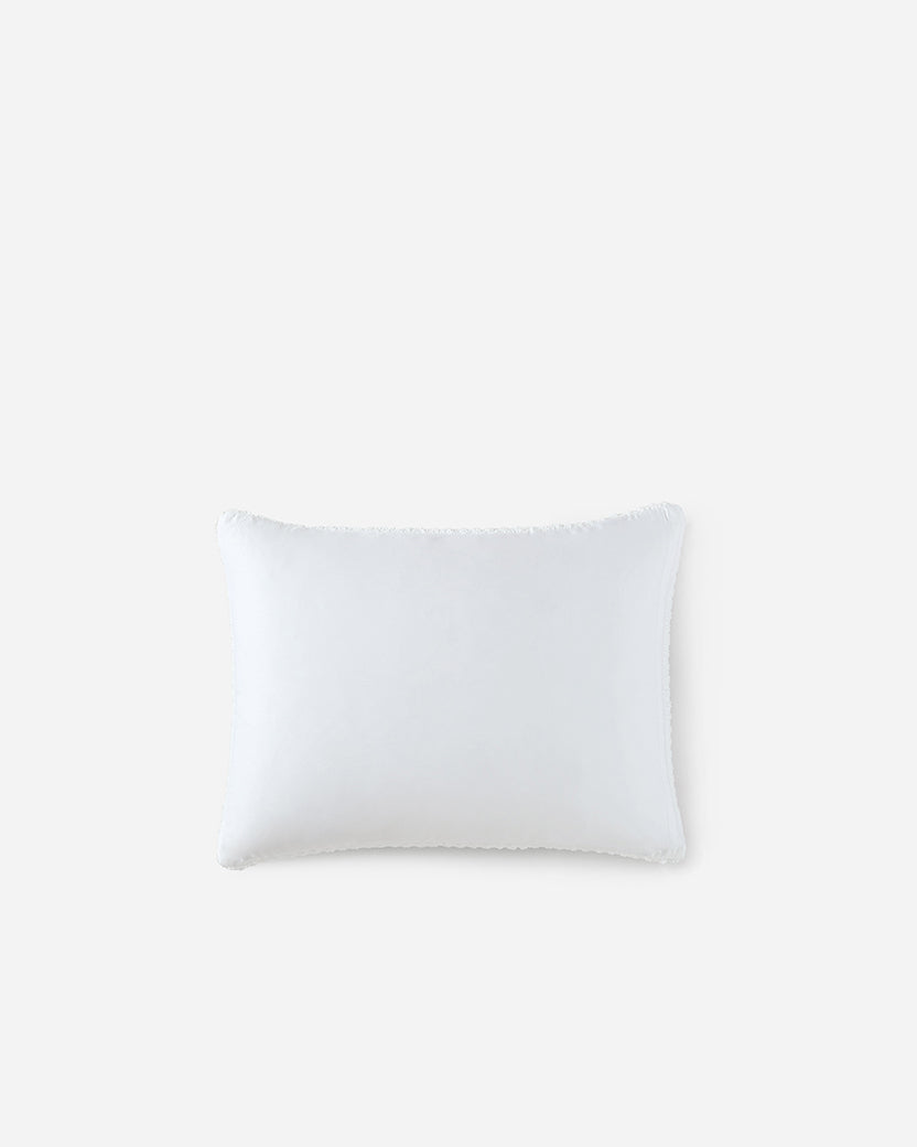 White square sham pillow with smooth surface and subtle border