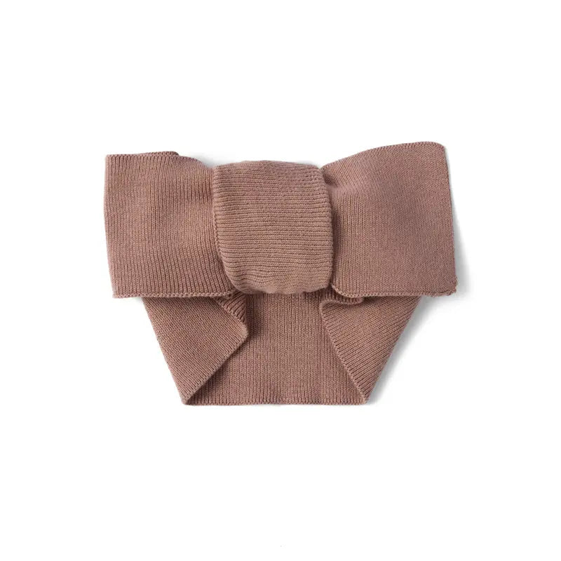Mocha knitted oversized topknot bow