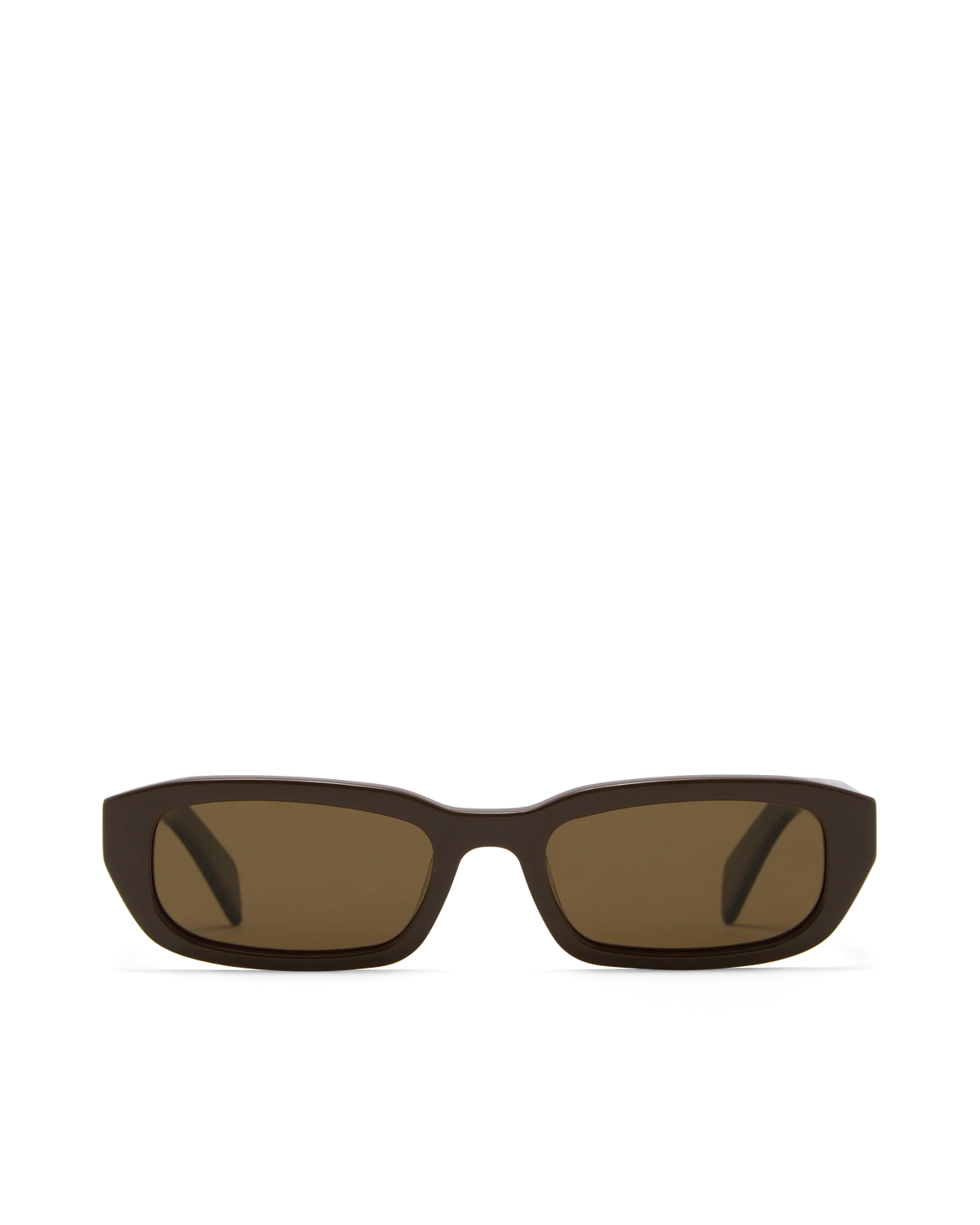 Polarized sunglasses with dark chocolate frame and brown lenses, front view