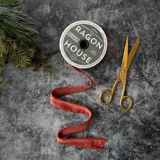 Terracotta velvet wired ribbon, looped coil with flexible edge detail
