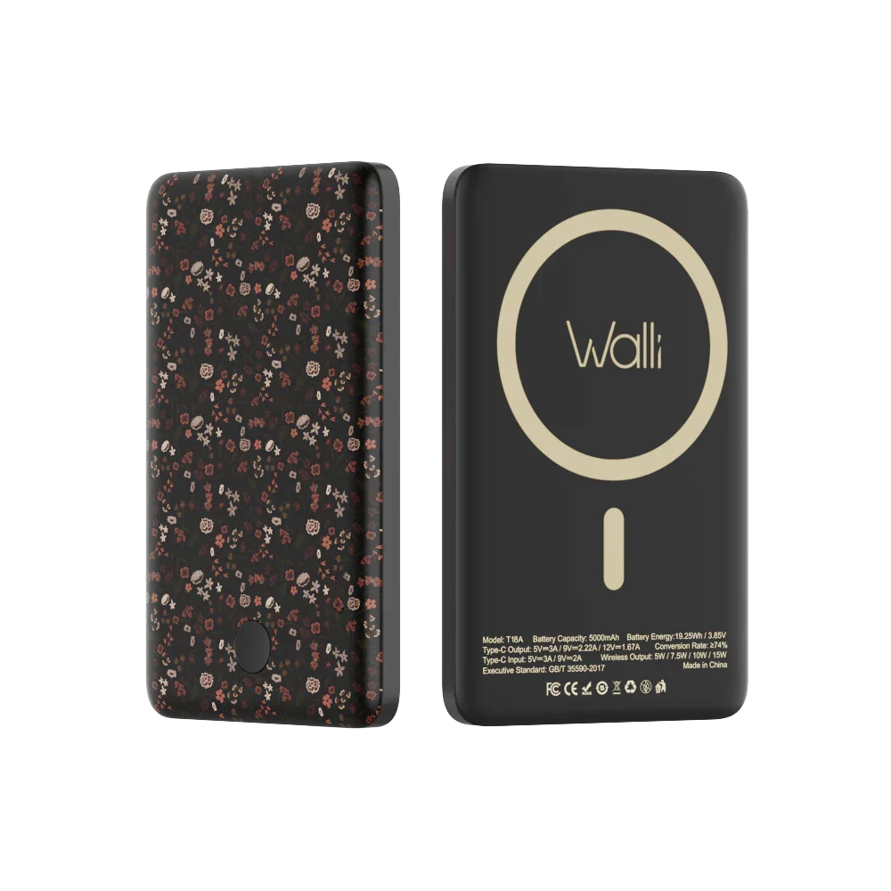 Wali phone case, dark floral front and dark back with Wali logo