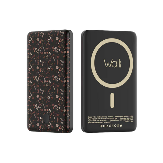 Wali phone case, dark floral front and dark back with Wali logo