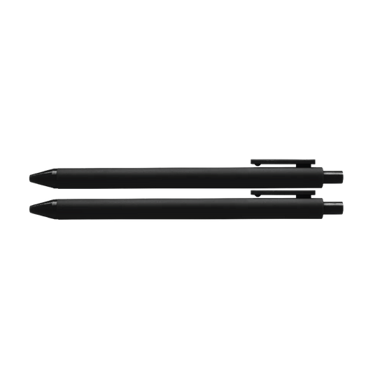 Black Jotter pen, side view, with slim cap and click-style top