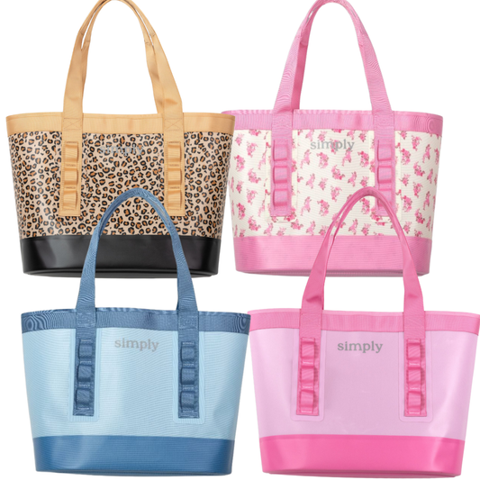 Leopard print tote bag with black bottom, sturdy handles, side pocket panels.