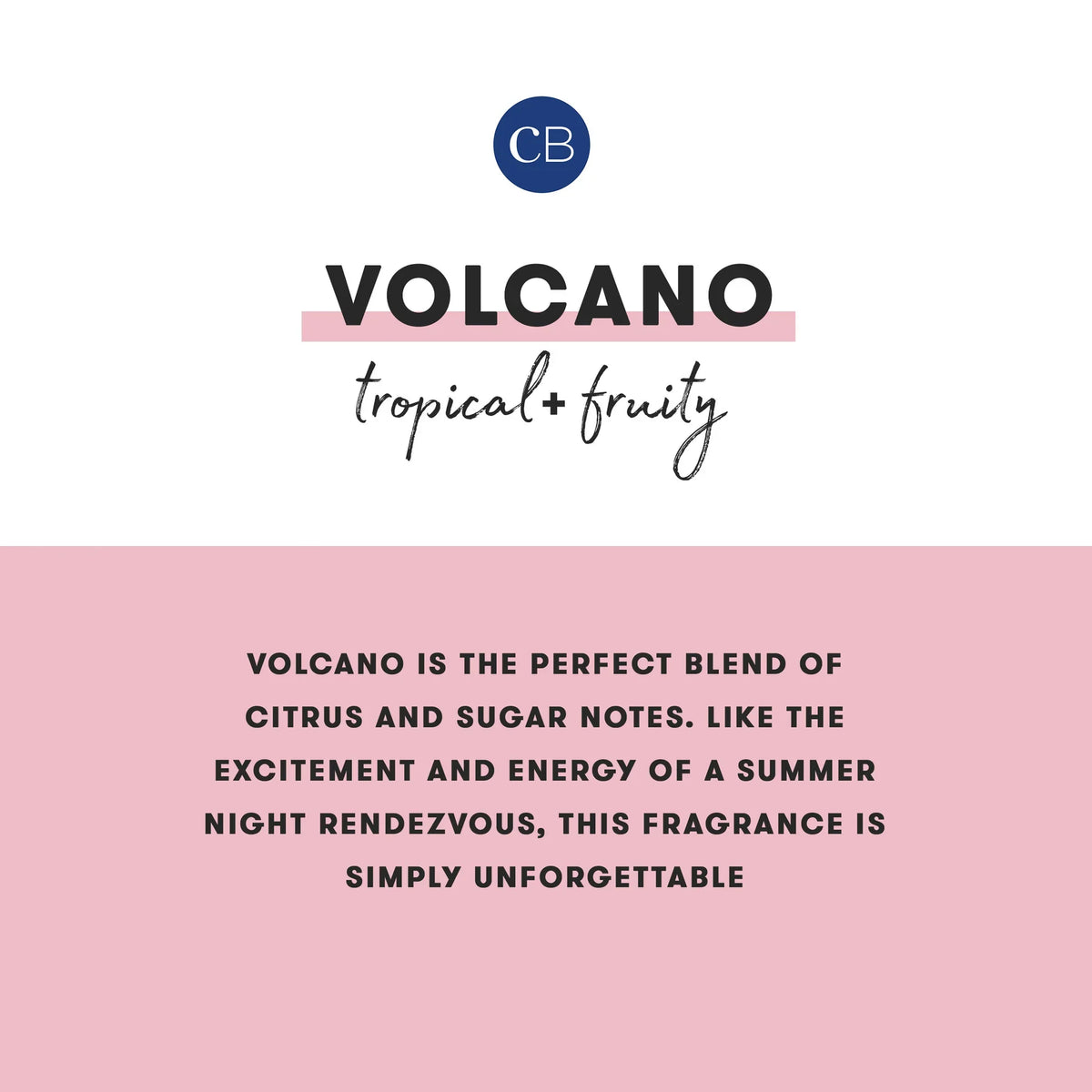 Volcano scent description panel: tropical and fruity