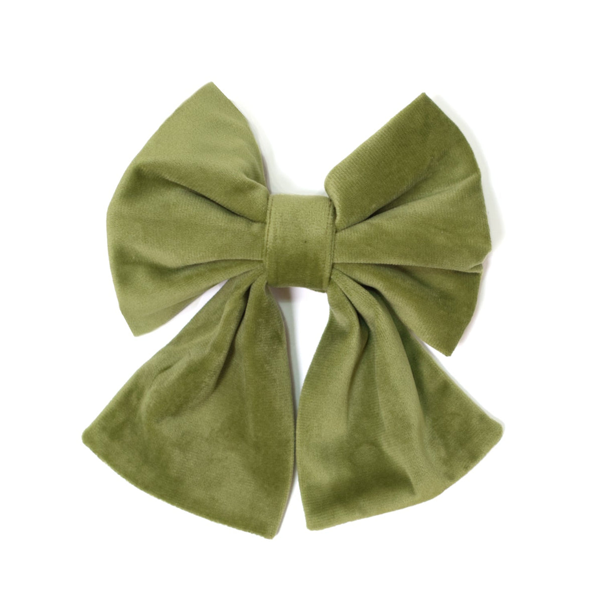 Green velvet sailor dog bow with layered loops and center knot
