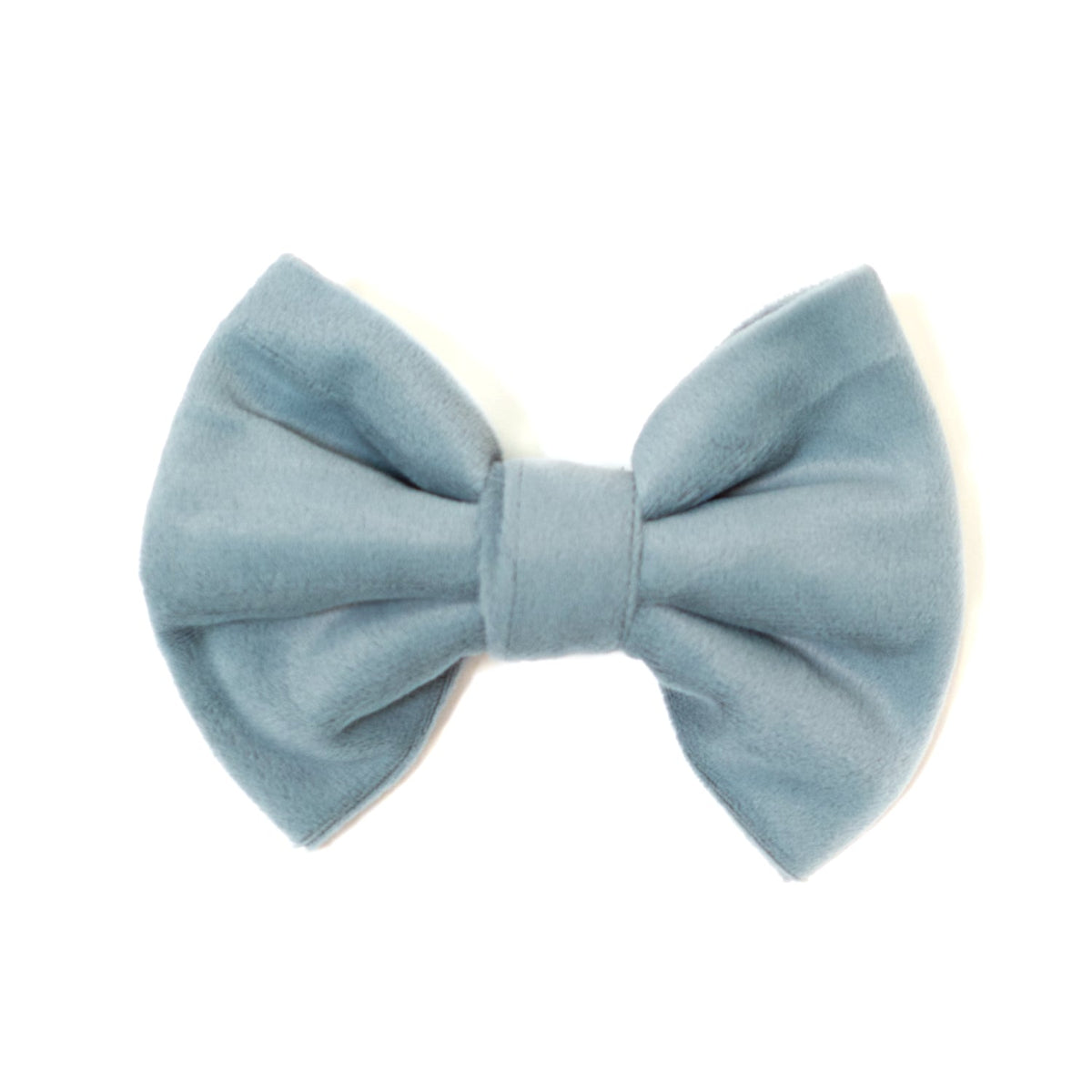 Light blue velvet dog bow tie with center knot