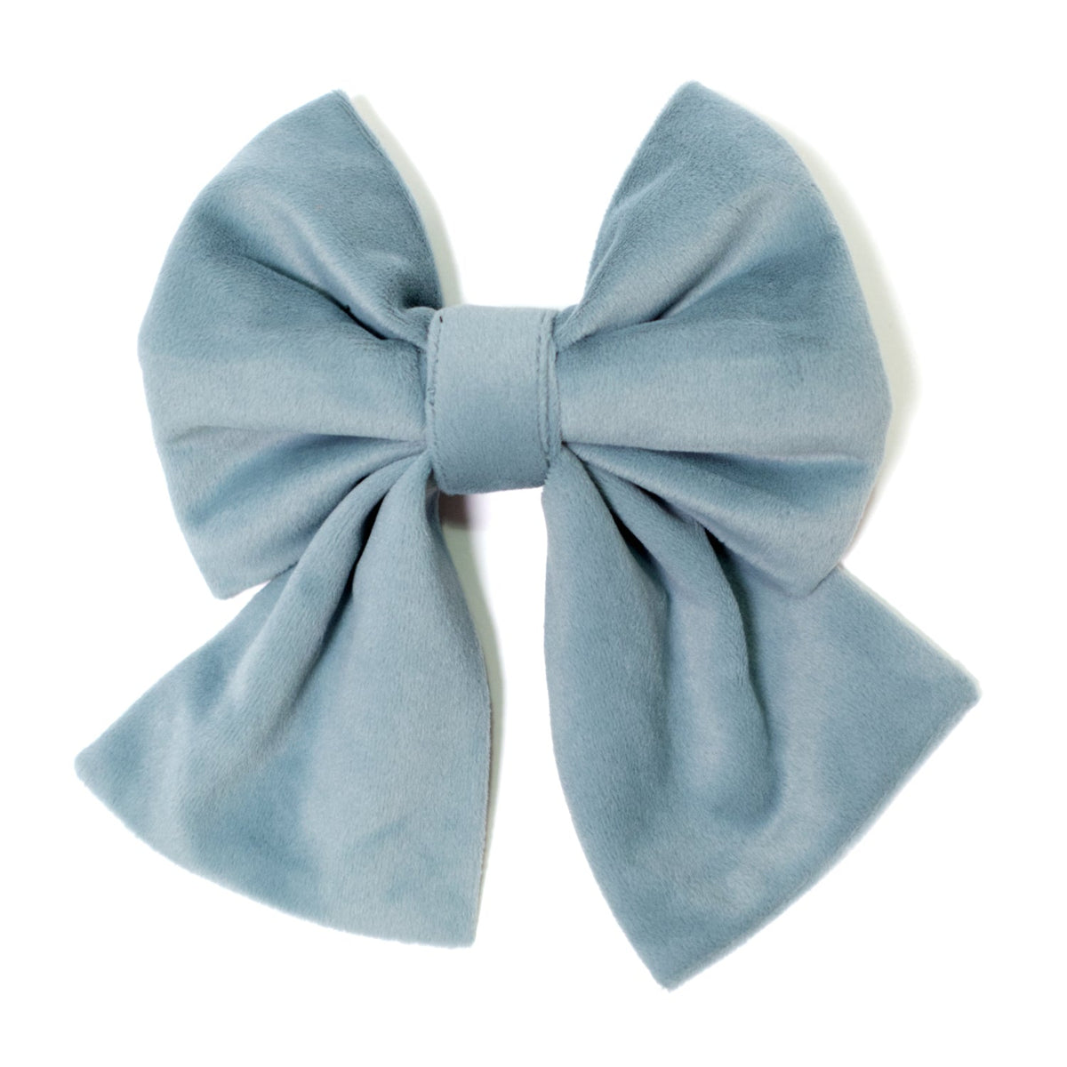 Light blue velvet sailor bow for dog collar with wide double loops