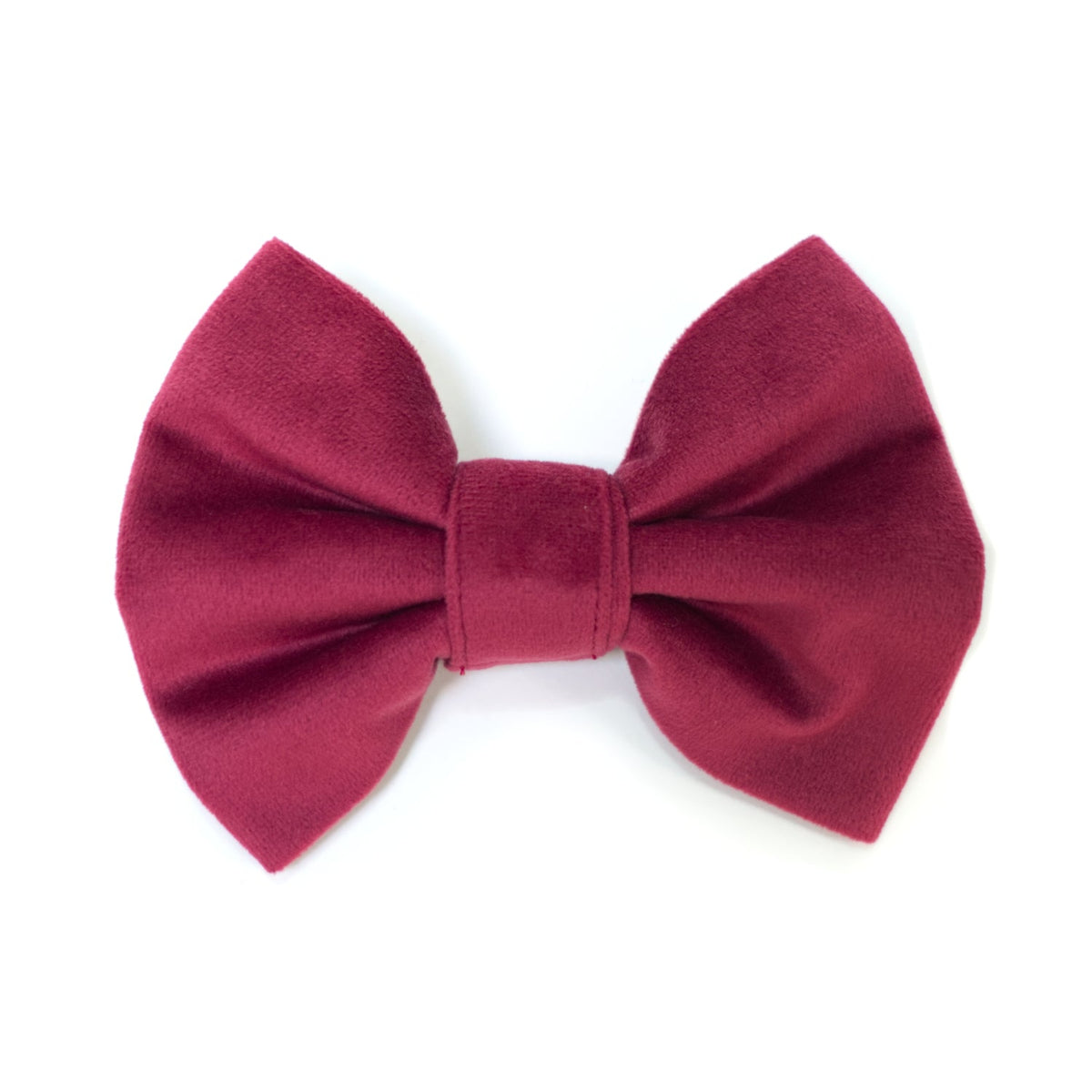 Solid maroon fabric bow tie with center knot