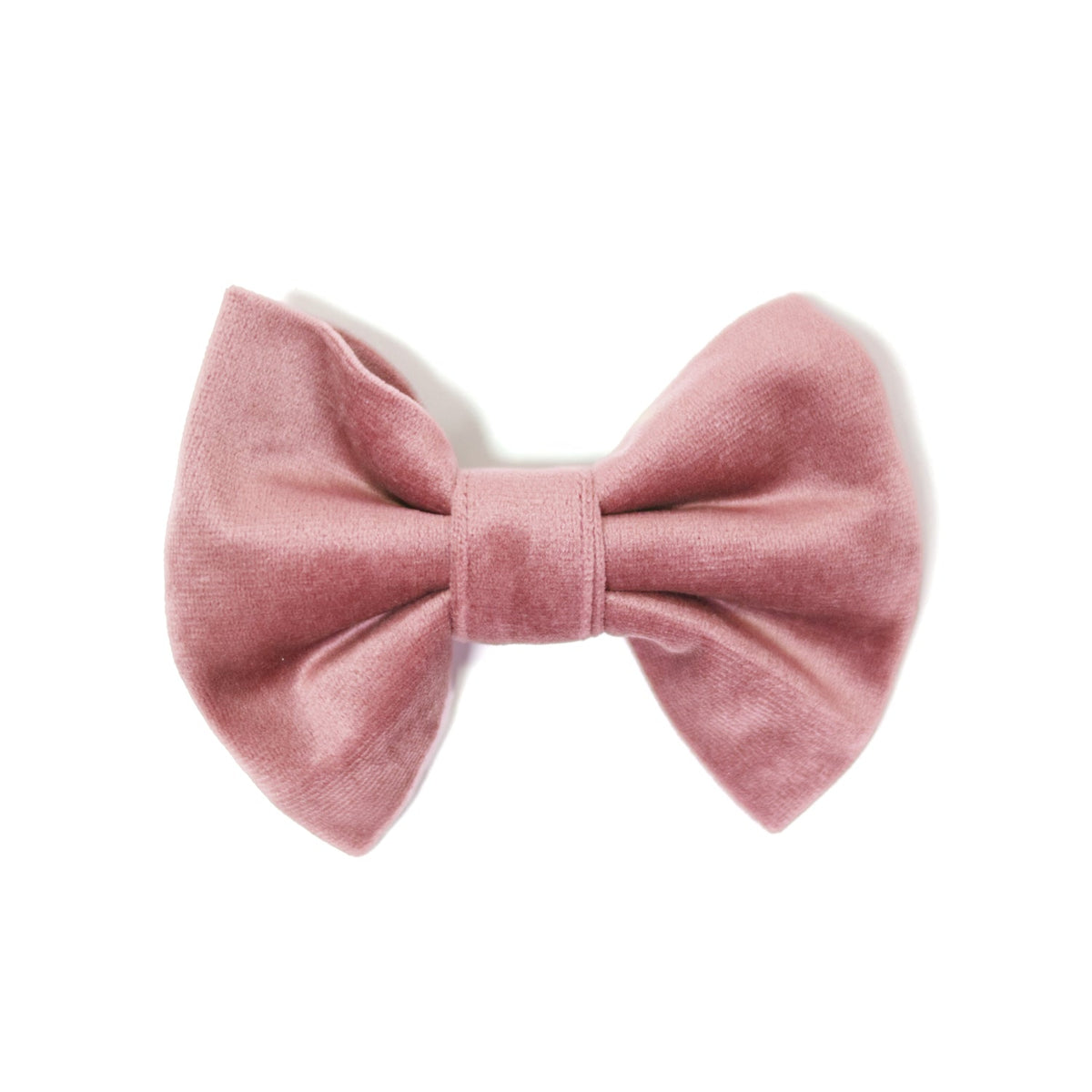 Solid pink velvet bow tie with center knot