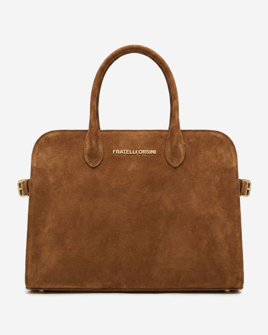 Viviana (cognac) - Italian suede leather women’s handbag