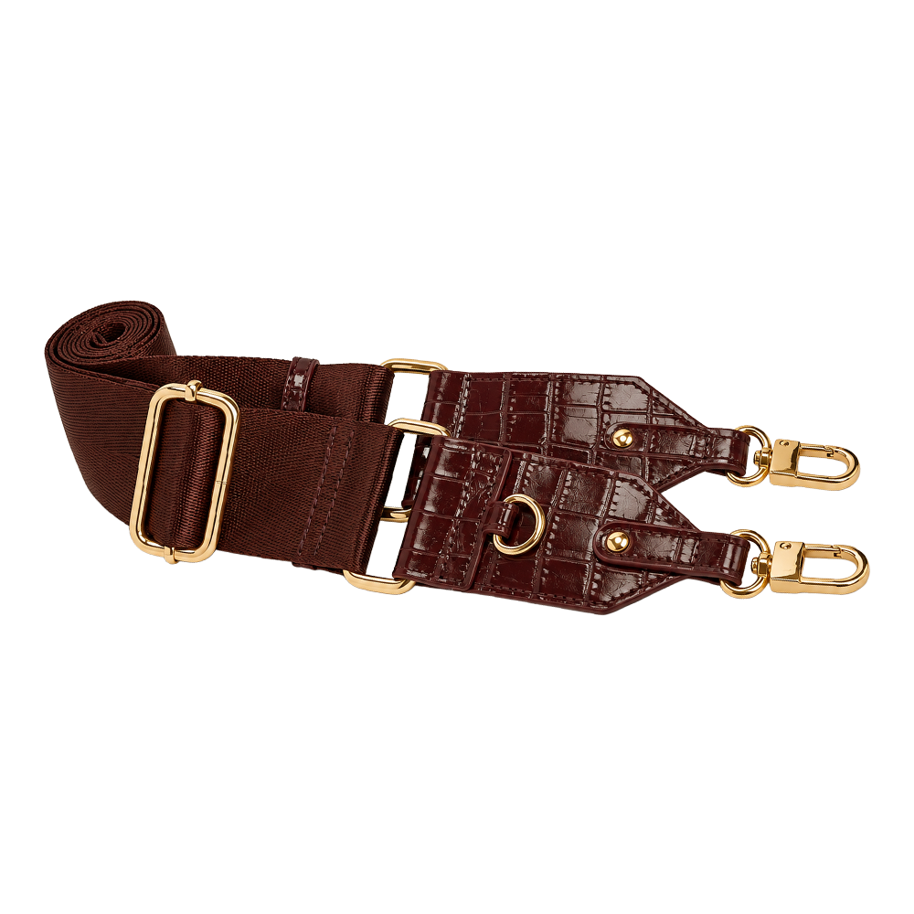 Merlot faux croc strap bundle with gold buckles and D-rings for HydroBag