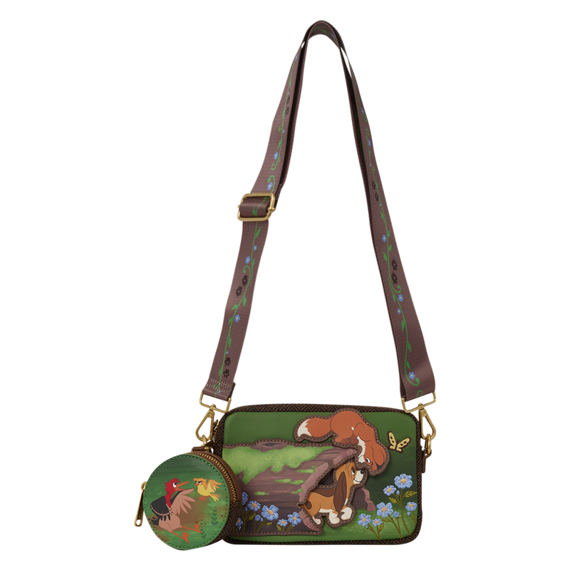 Loungefly Fox and the Hound sling bag with adjustable strap and character artwork