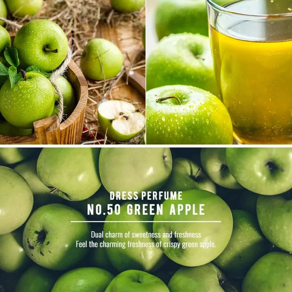 No.50 Green Apple perfume promotional image with green apple product text