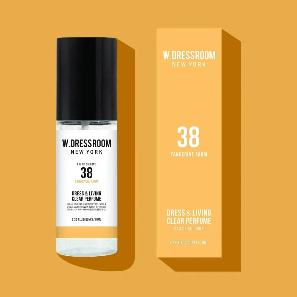 W.Dressroom No.38 Tangerine Farm clear perfume bottle and amber box packaging