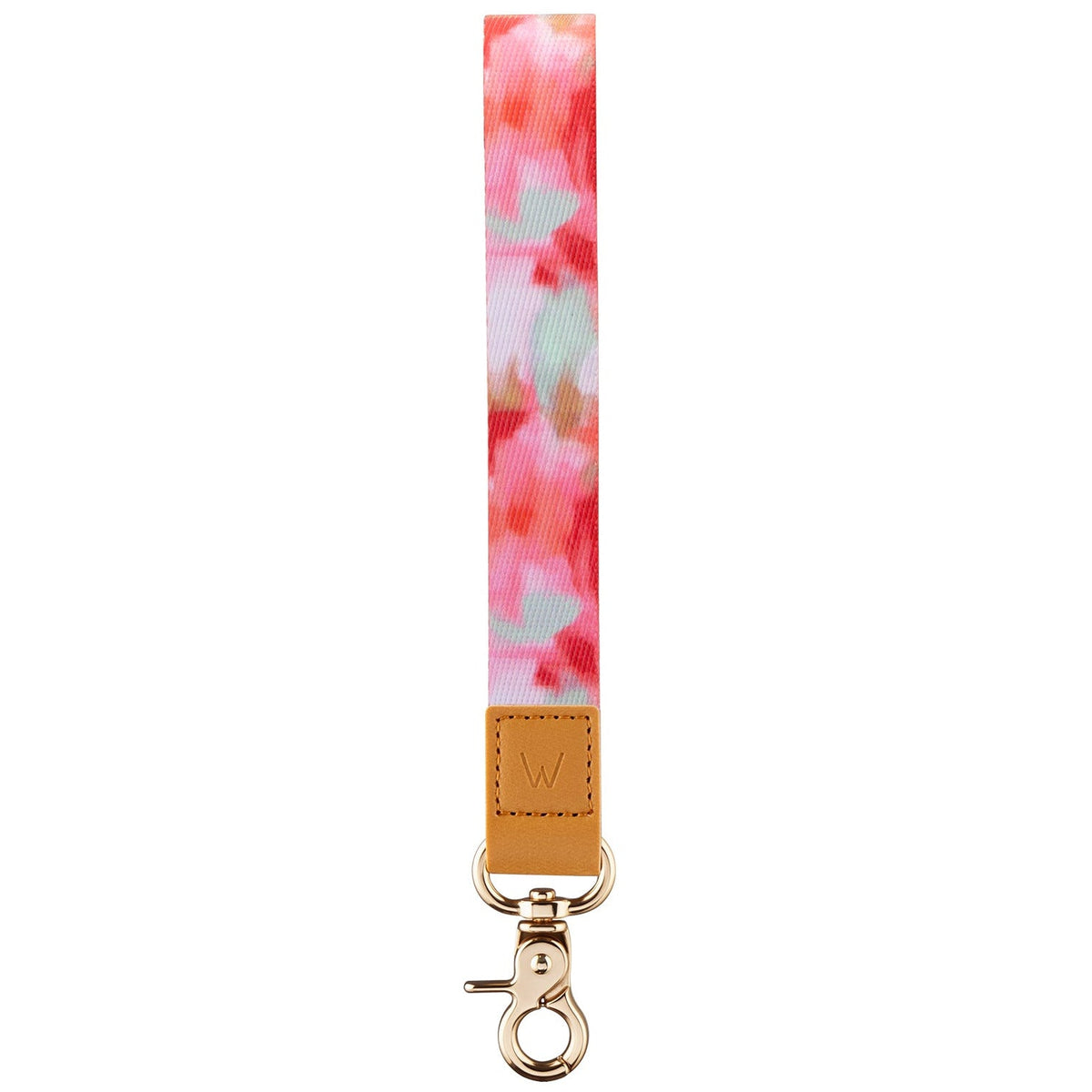 Watercolor waves wrist lanyard with tan clasp and gold-tone lobster hook