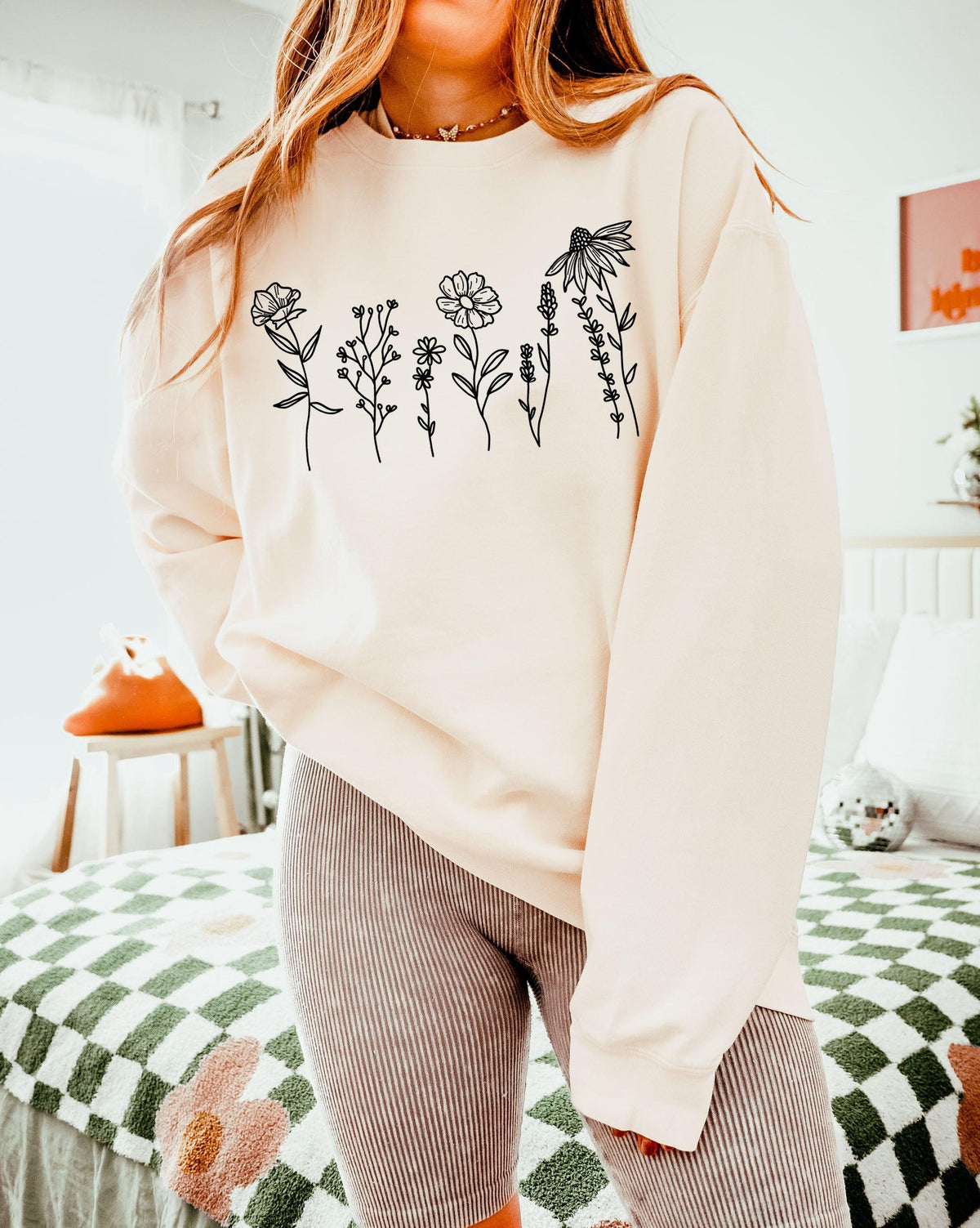 Wildflowers Botanical Comfort Colors Sweatshirt, Nature Gift for Women