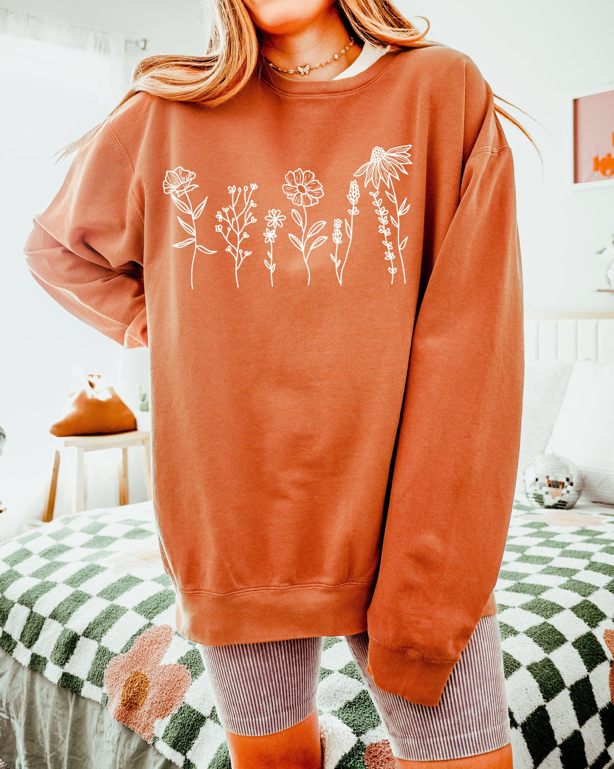 Wildflowers Botanical Comfort Colors Sweatshirt, Nature Gift for Women
