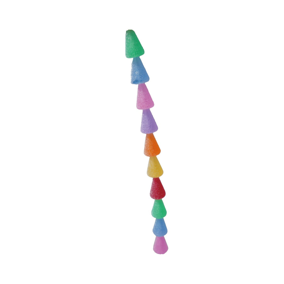 Multicolor candy garland strand with triangular beads hanging vertically