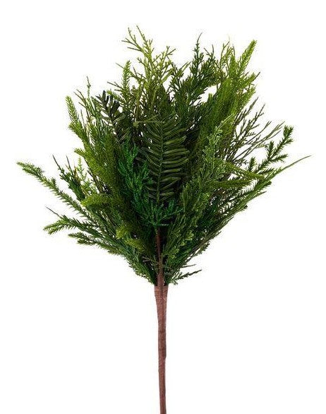 22-inch artificial green foliage spray with soft-touch, feathery evergreen branches