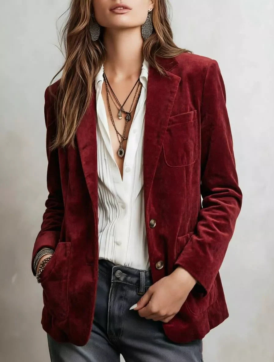 Slim Fit Faux Suede Blazer