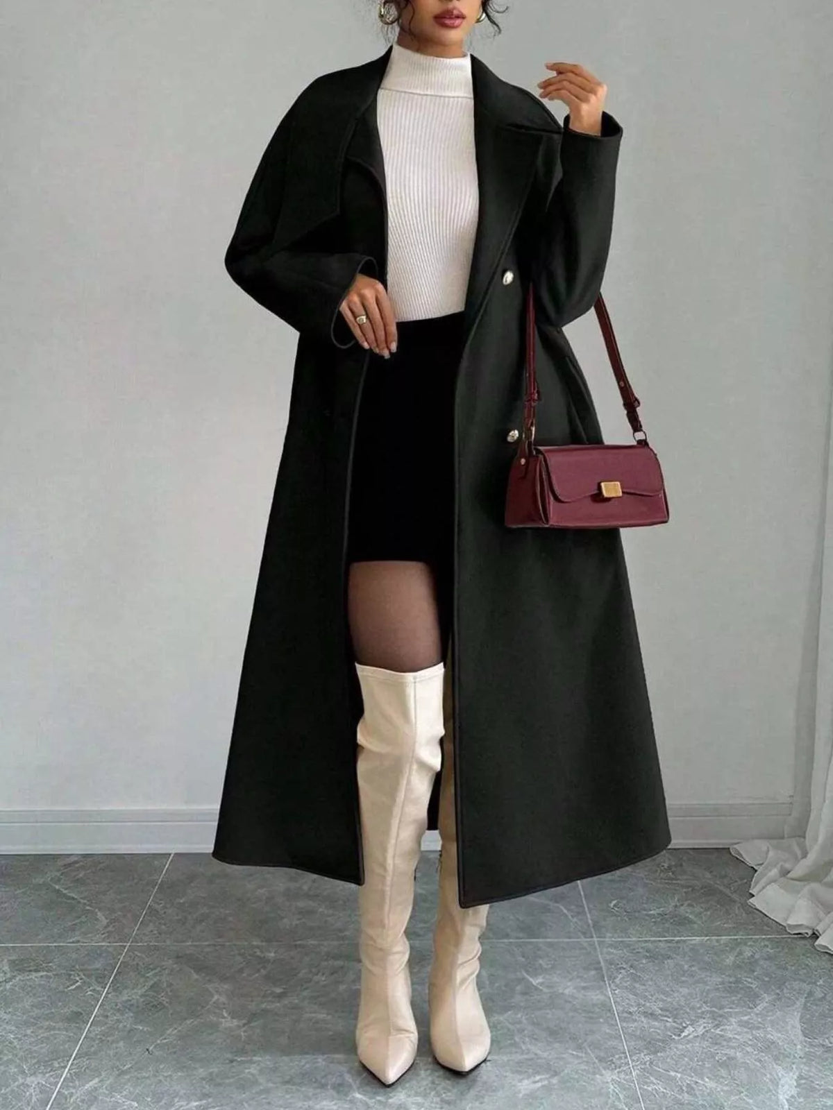 Classic Double-Breasted Longline Coat