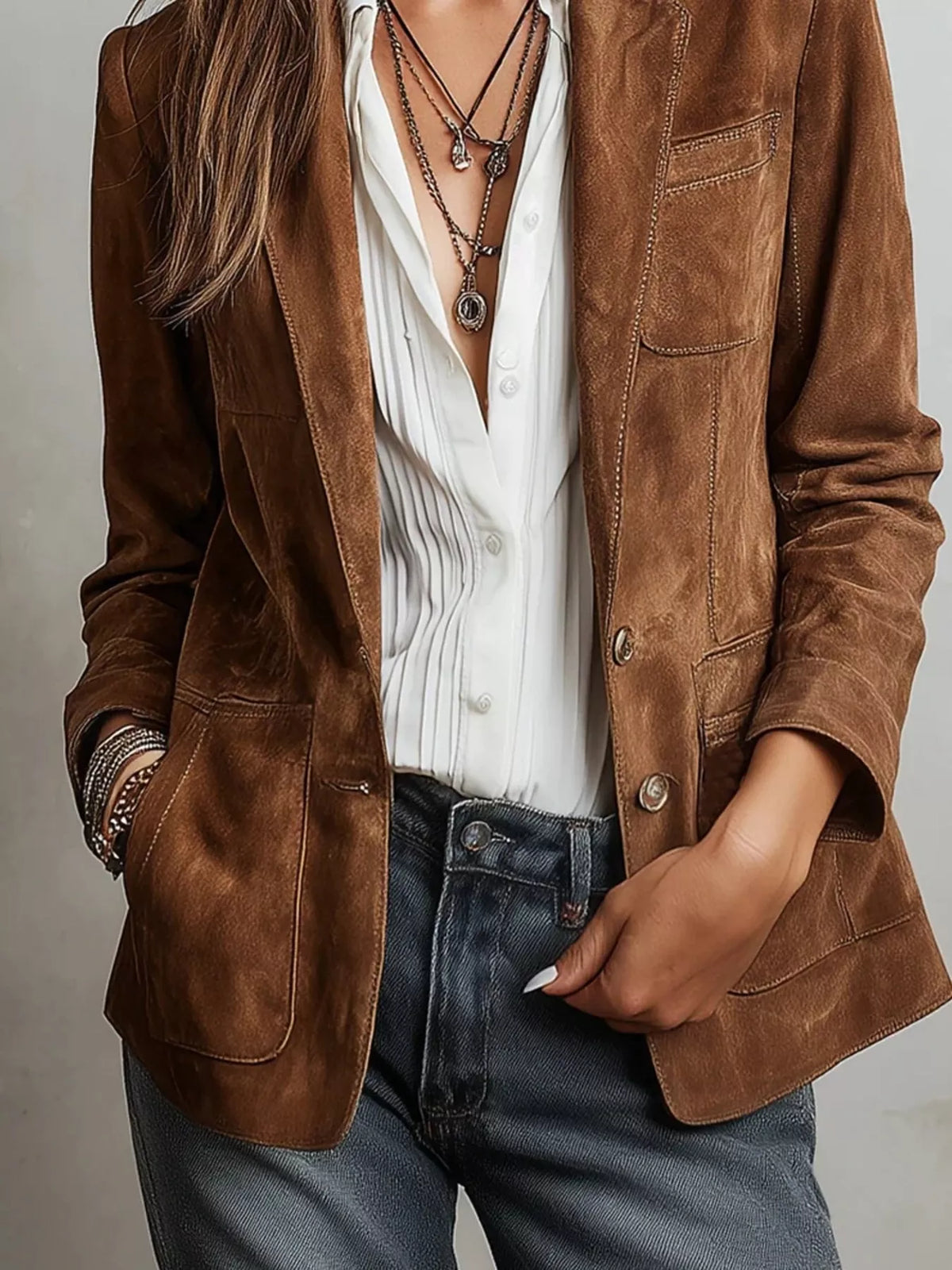 Slim Fit Faux Suede Blazer