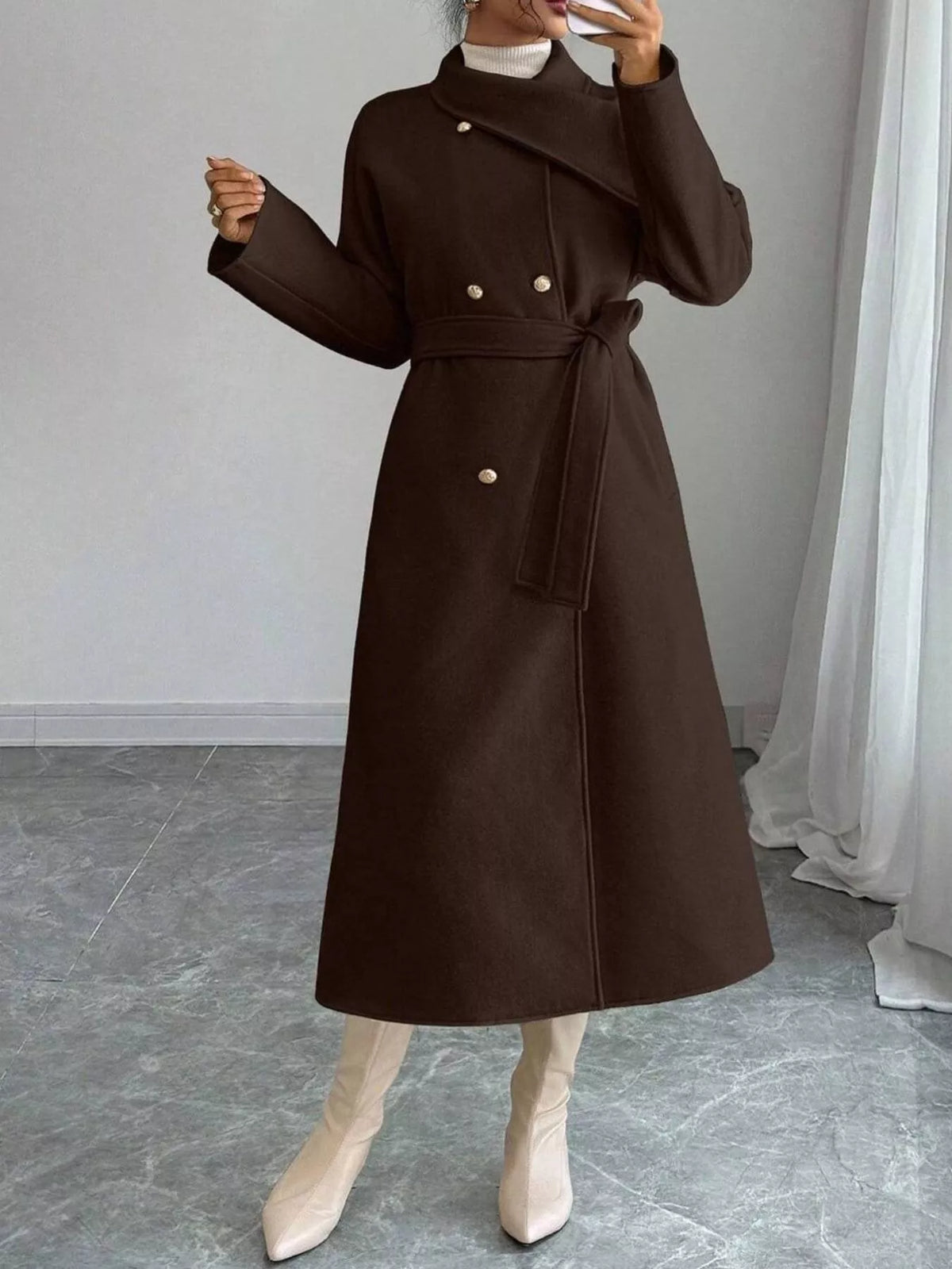 Classic Double-Breasted Longline Coat