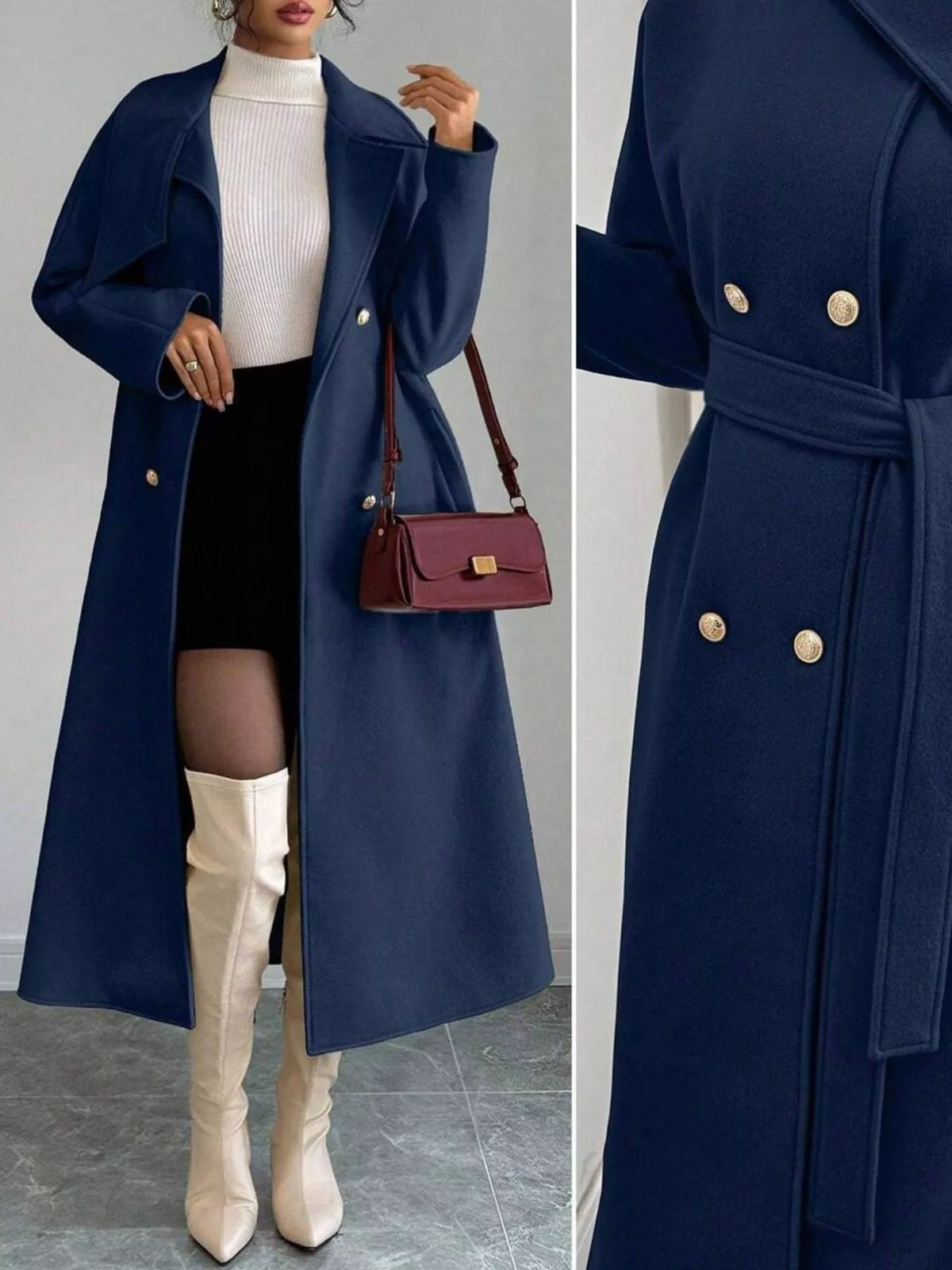 Classic Double-Breasted Longline Coat