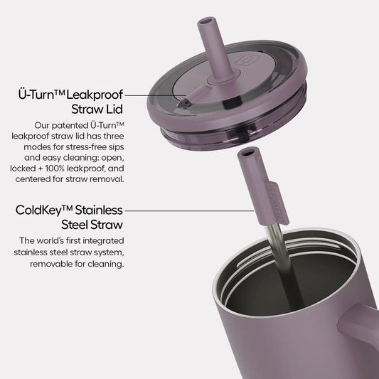 Brumate Sorrento Era 20oz tumbler lid close-up with leakproof straw and removable straw