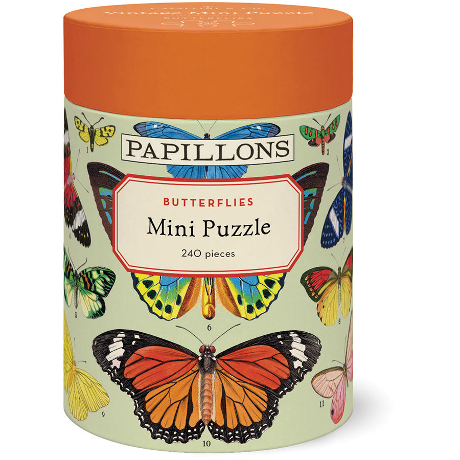 Butterfly mini jigsaw puzzle box, 240-piece set with colorful butterfly artwork