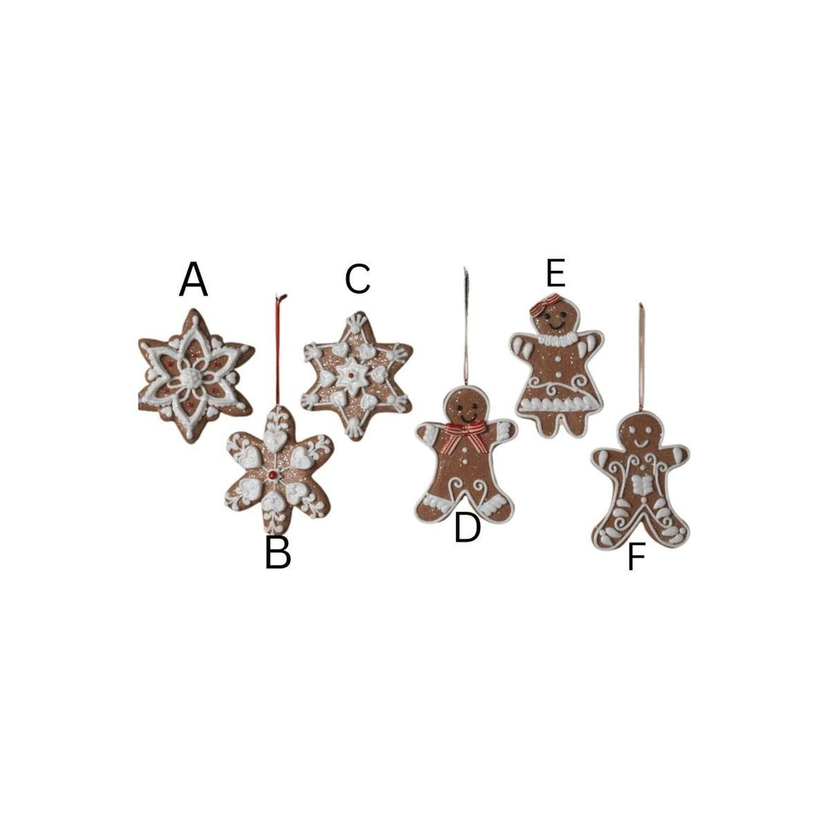 4-inch clay dough holiday ornaments set with snowflake, gingerbread, and star shapes