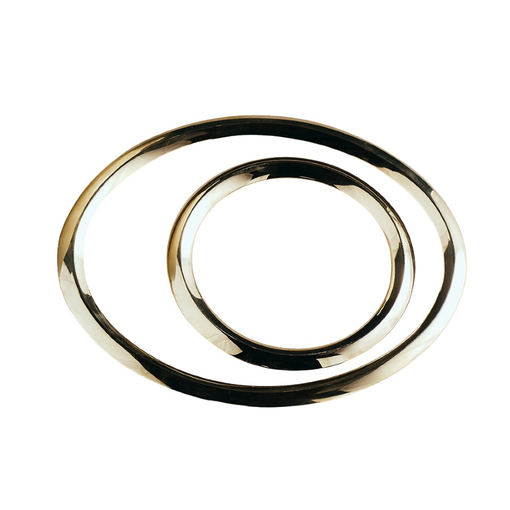 Aurum trivet set of 2, gold oval metal rings with glossy finish