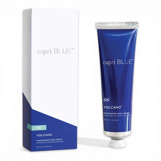 Fragranced hand cream tube with matching box, dark blue design