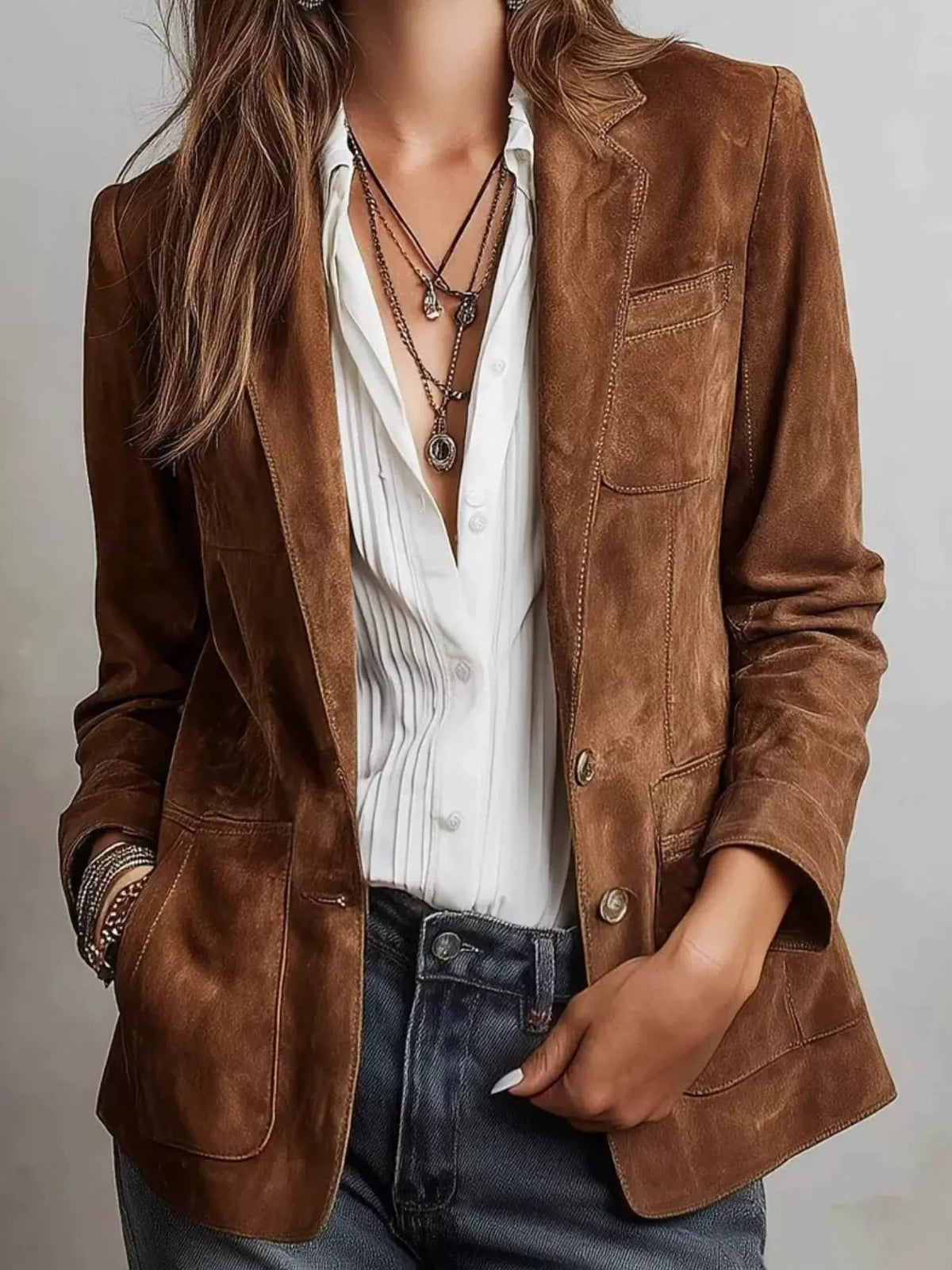 Slim Fit Faux Suede Blazer