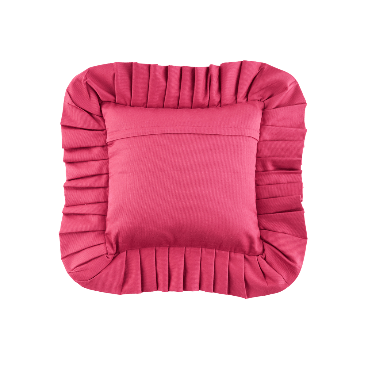 Pink ruffled pillow cover with solid front panel
