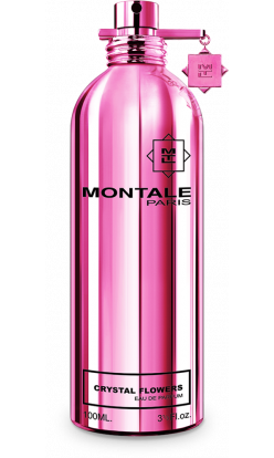 Montale Crystal Flowers eau de parfum bottle with pink metallic finish and pink cap