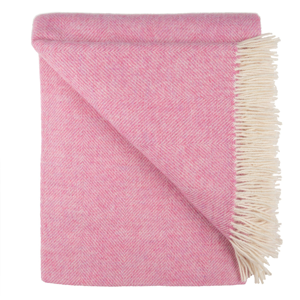 Southampton Home Shetland Lambswool Herringbone Throw – Light Pink