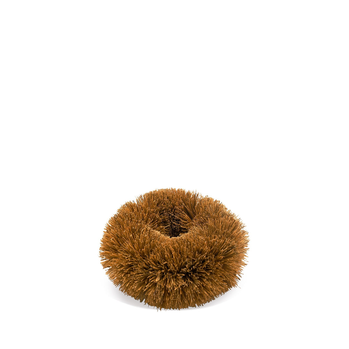 Curved cleaning brush with dense brown bristle top