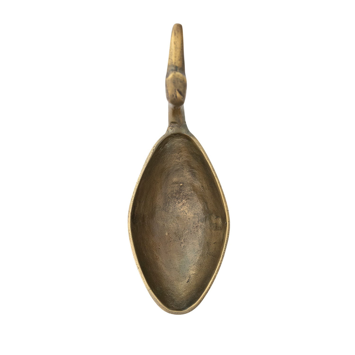 Bronze cast aluminum bird-shaped bowl with oval dish and upright beak