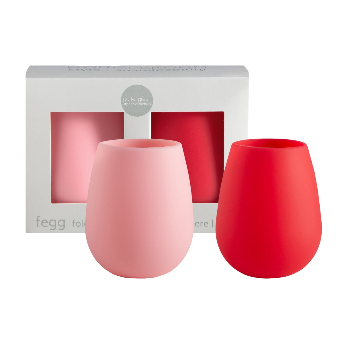 Silicone unbreakable glasses set, blush and cherry pink tulip cups, two shown