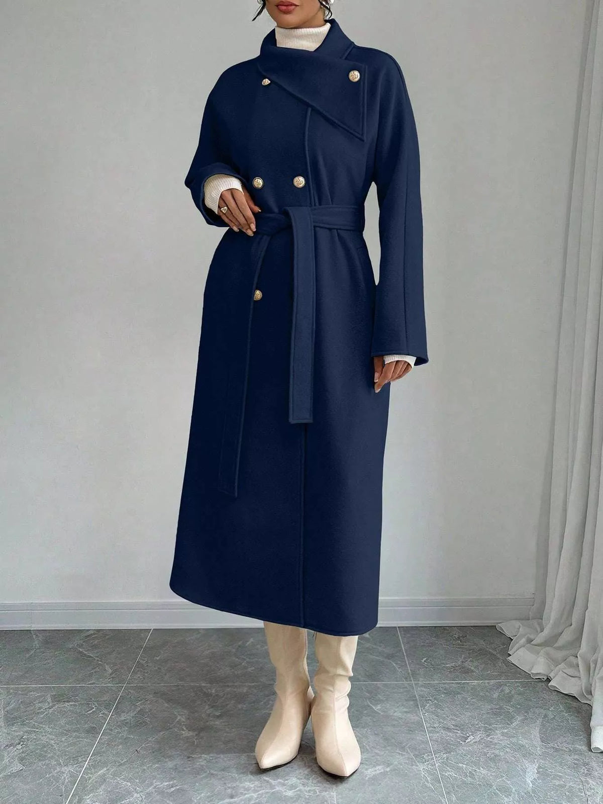 Classic Double-Breasted Longline Coat