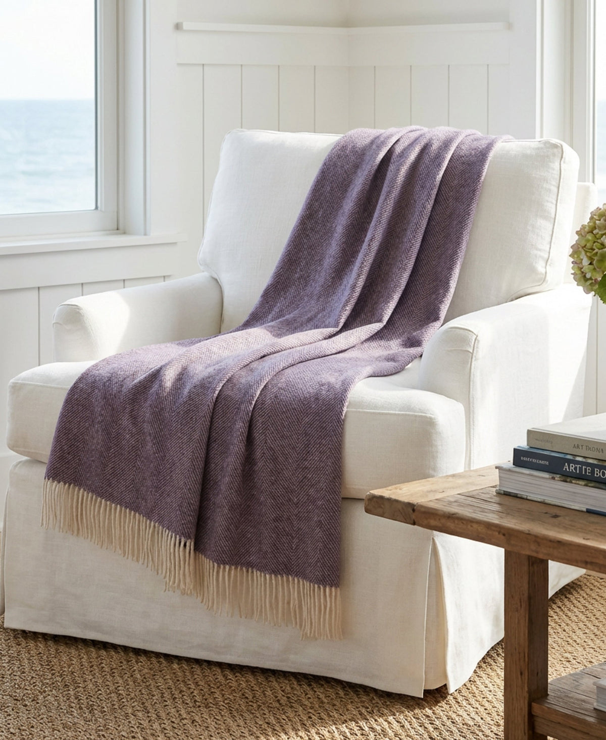 Southampton Home Shetland Lambswool Herringbone Throw – Lavender