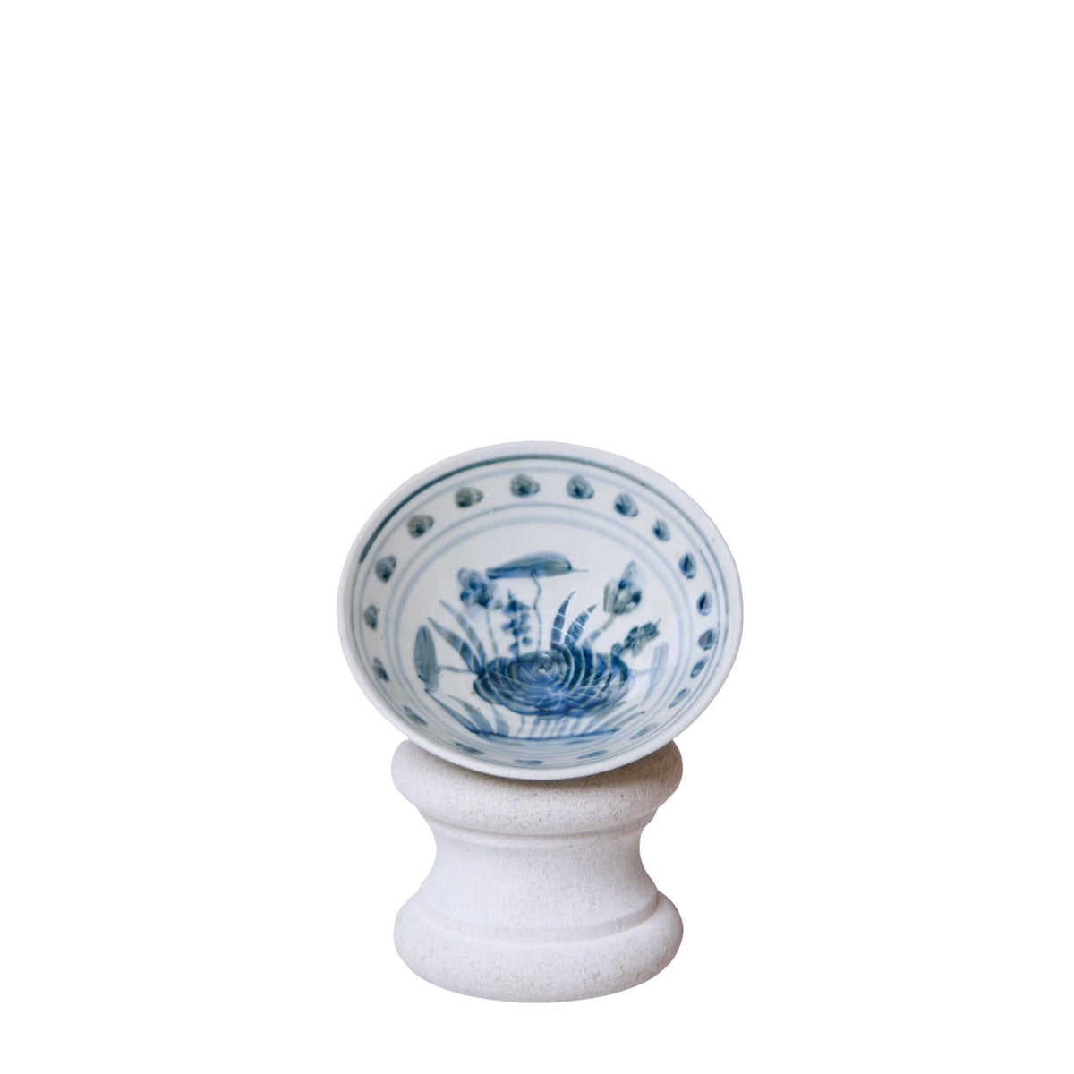Small Blue and White Porcelain Lotus Conical Bowl