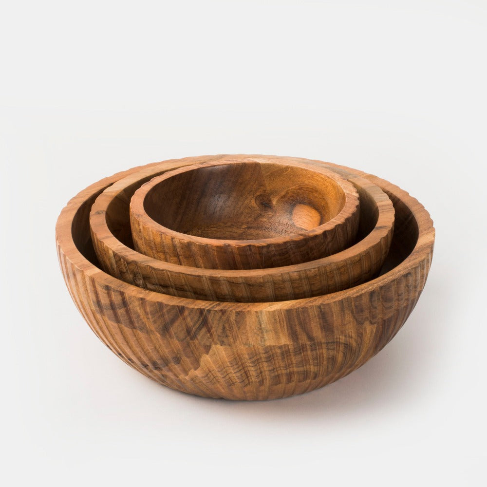 Stria Acacia Wood Bowls