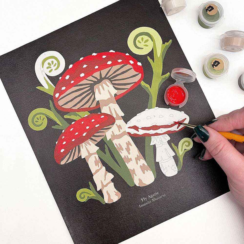 Fly Agaric Mushrooms | 8x10 paint-by-number kit