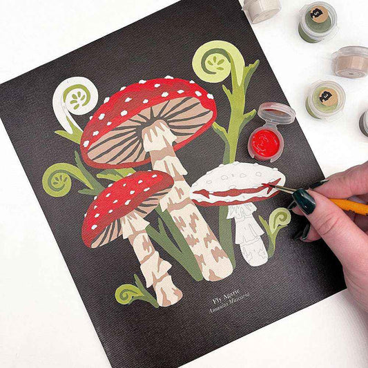 Fly Agaric Mushrooms | 8x10 paint-by-number kit