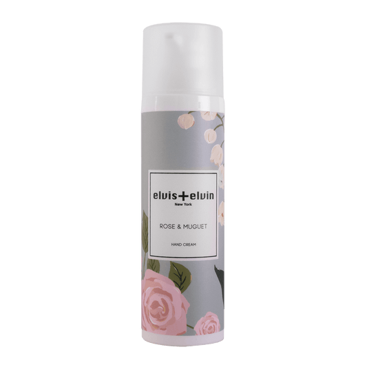 elvis+elvin Rose & Muguet hand cream bottle, floral pink label
